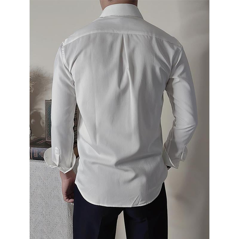 Solid Color British Long Point Collar Slim Long Sleeve Shirt