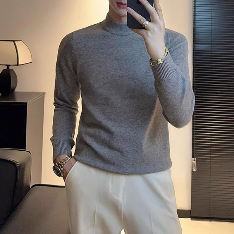 Solid Color Turtleneck Casual Knit Sweater