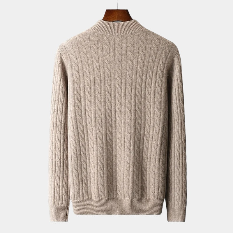OLD MONEY Merino Wool Knitted Quarter-Zip Sweater