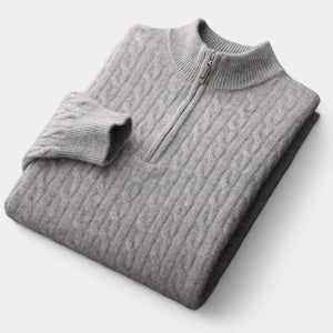 OLD MONEY Merino Wool Knitted Quarter-Zip Sweater