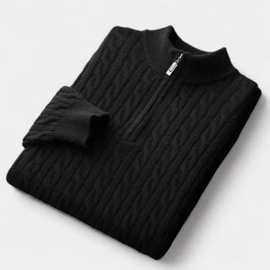 OLD MONEY Merino Wool Knitted Quarter-Zip Sweater