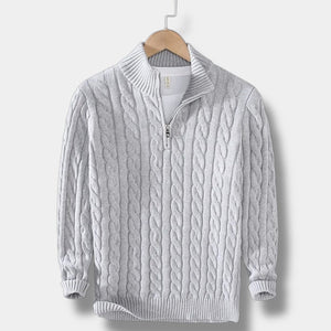 OLD MONEY Jacquard Mock Neck Sweater