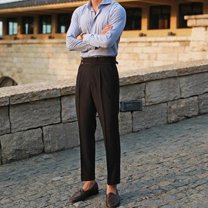 OLD MONEY Pleated Double Button Trousers