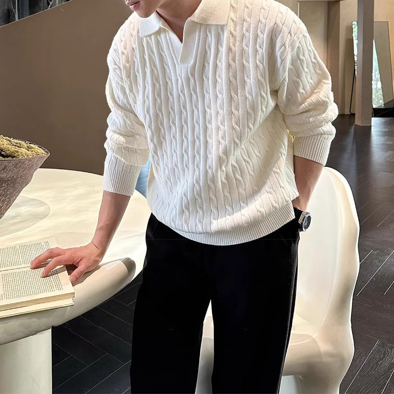 Cable Knit V-neck Casual Knit Sweater