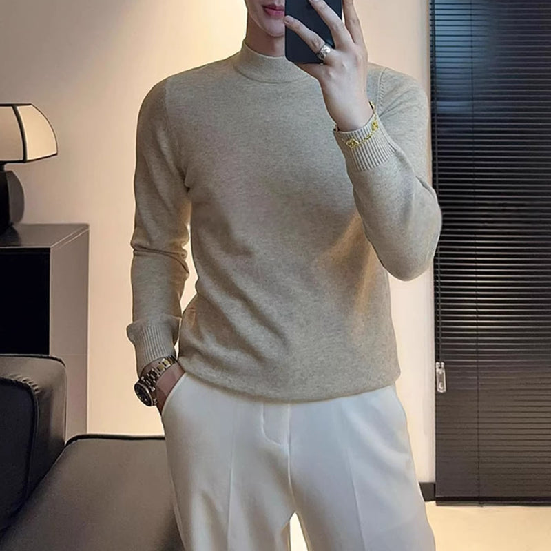 Solid Color Turtleneck Casual Knit Sweater