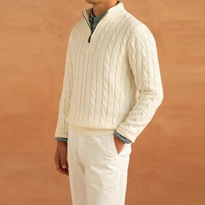 OLD MONEY Jacquard Mock Neck Sweater
