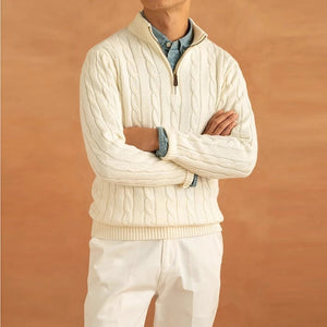 OLD MONEY Jacquard Mock Neck Sweater